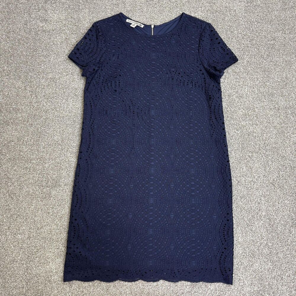Maggy London Dress Womens 10 Blue Lace Shift Lined Business Wear Boss